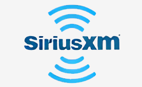 A blue and white logo for siriusxm