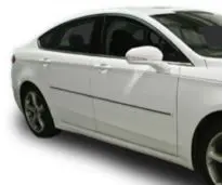 A white car with its door open and the window closed.